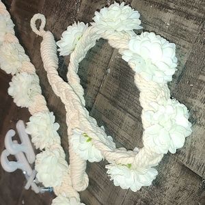 Floral curtain ivory tie-backs